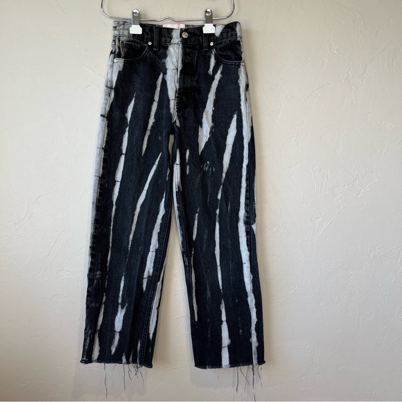 Revice 24 bleach black acid wash tie dye goth striped abstract edgy high waist - Picture 1 of 13